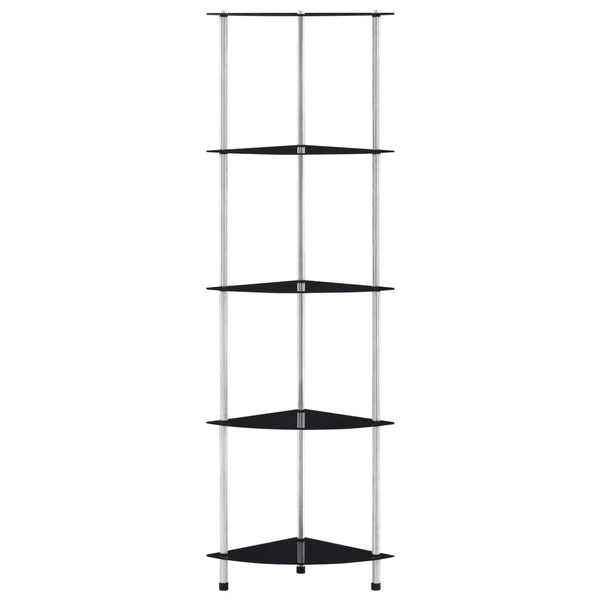 Regal mit 5 Ablagen Schwarz 30x30x130 cm Hartglas