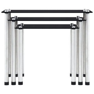 Satztische 3 Stk. Schwarz Hartglas