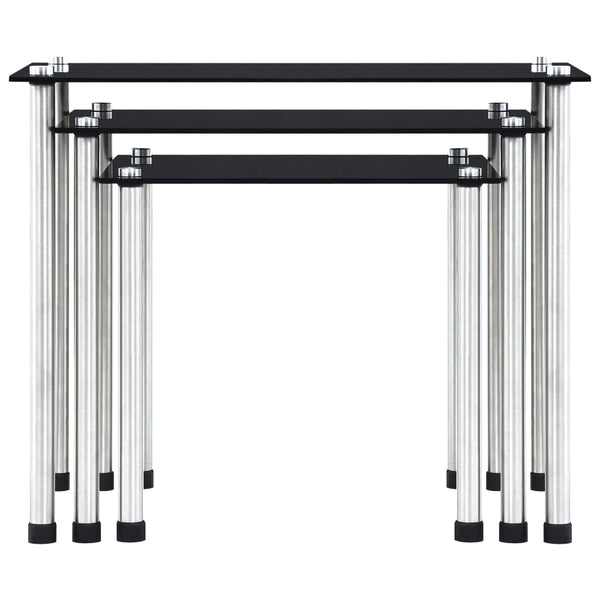 Satztische 3 Stk. Schwarz Hartglas