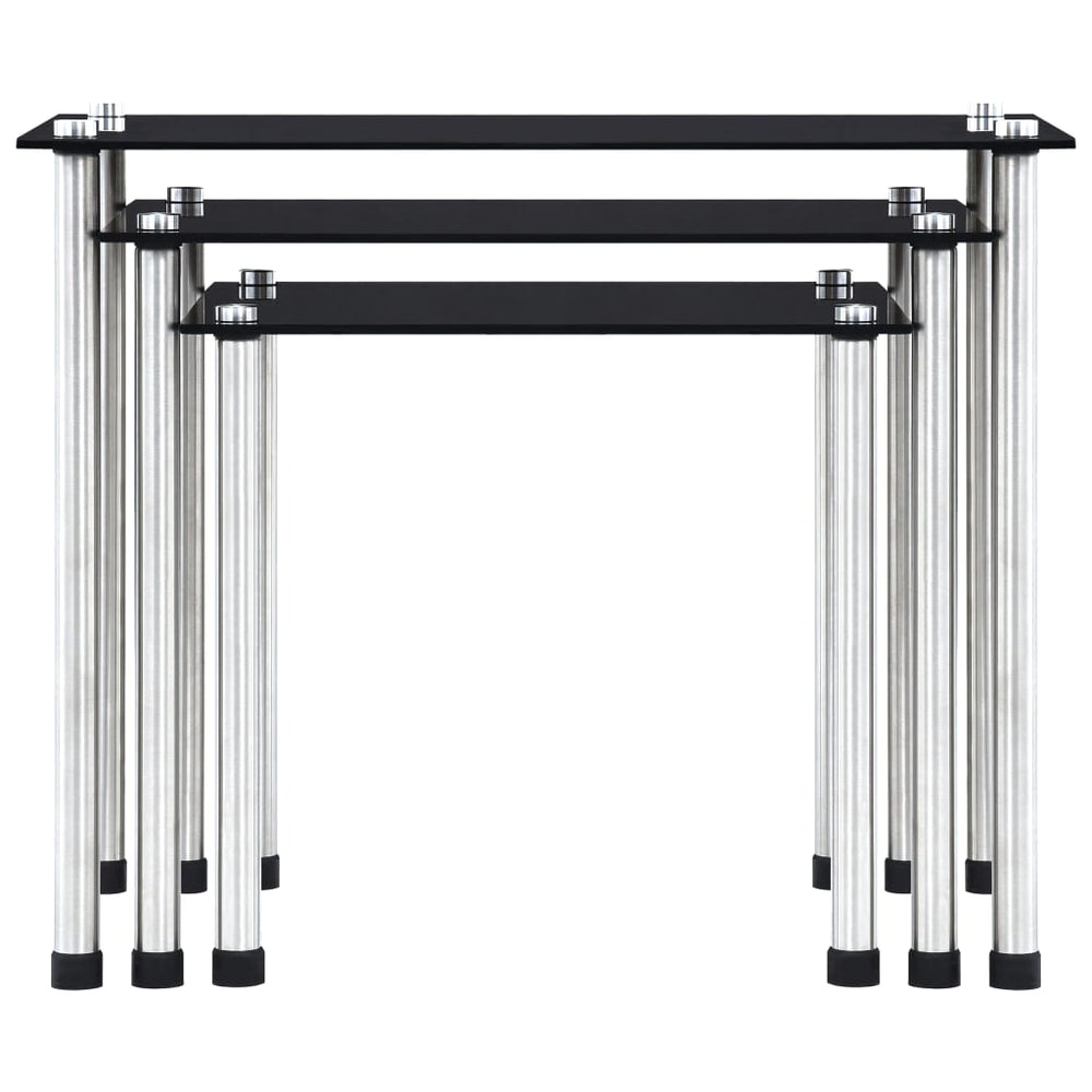 Satztische 3 Stk. Schwarz Hartglas