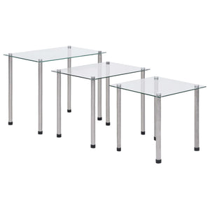 Satztische 3-tlg. Transparent Hartglas