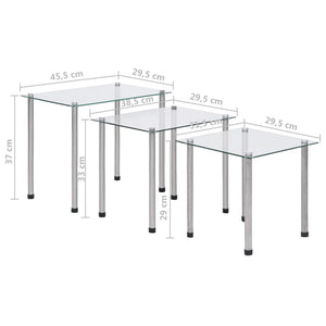 Satztische 3-tlg. Transparent Hartglas