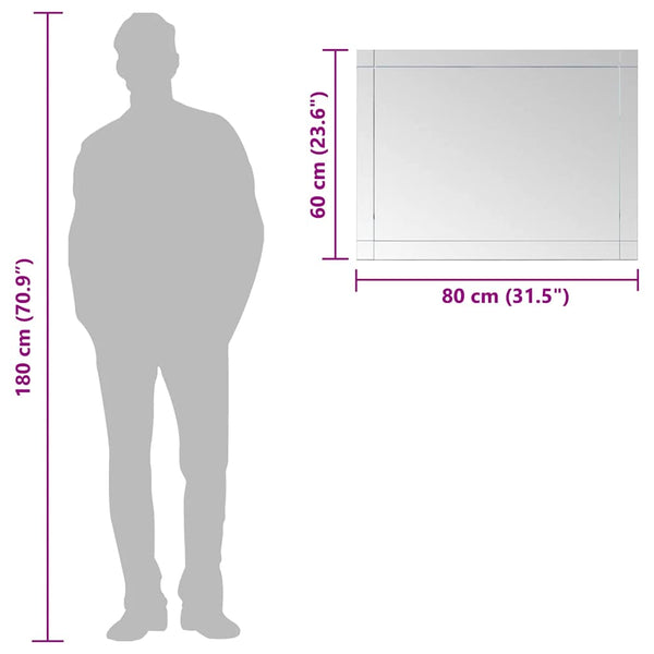 vidaXL Miroir mural 80x60 cm Verre