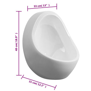 Wandurinal mit Spülventil Keramik Weiß