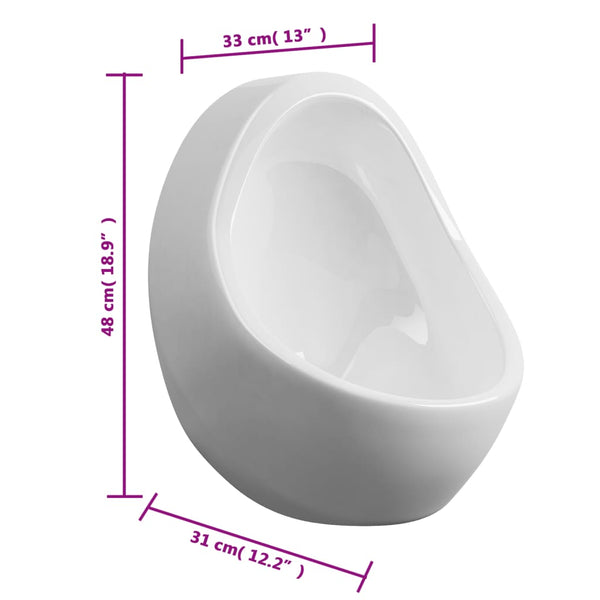 Wandurinal mit Spülventil Keramik Weiß