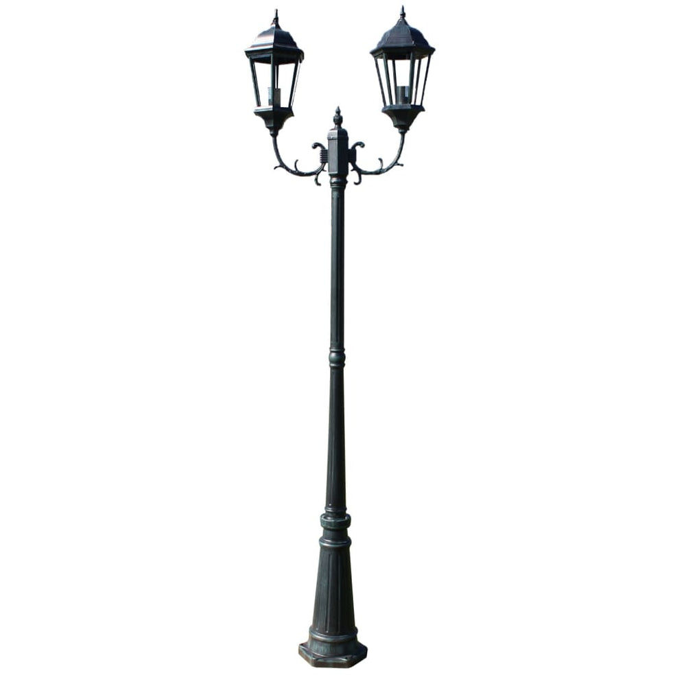 vidaXL Garden Lamp Post 2-Light 230 cm Dark Green/Black Aluminum
