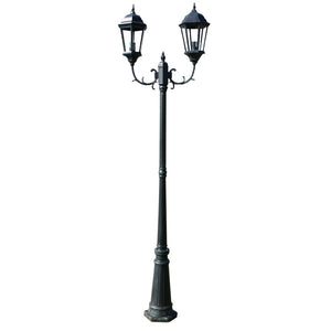 2-flammige Gartenlaterne, 230cm, Dunkelgrün/Schwarz