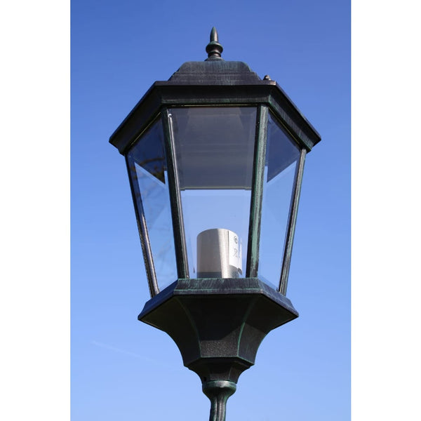 2-flammige Gartenlaterne, 230cm, Dunkelgrün/Schwarz