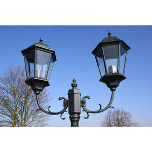 2-flammige Gartenlaterne, 230cm, Dunkelgrün/Schwarz