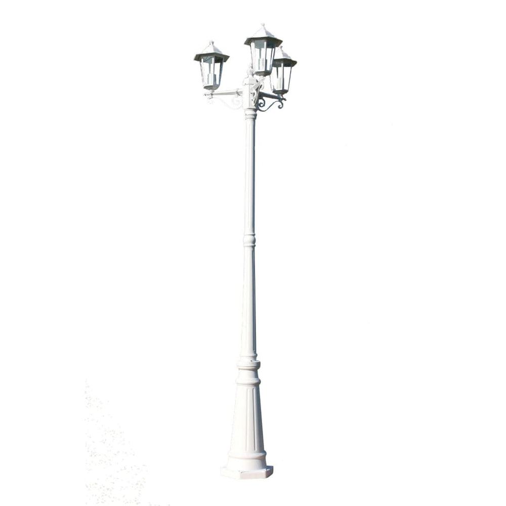 3-flammige Gartenlaterne Weiß, 215 cm