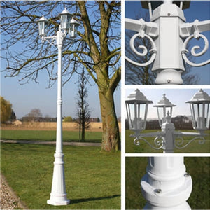 3-flammige Gartenlaterne Weiß, 215 cm