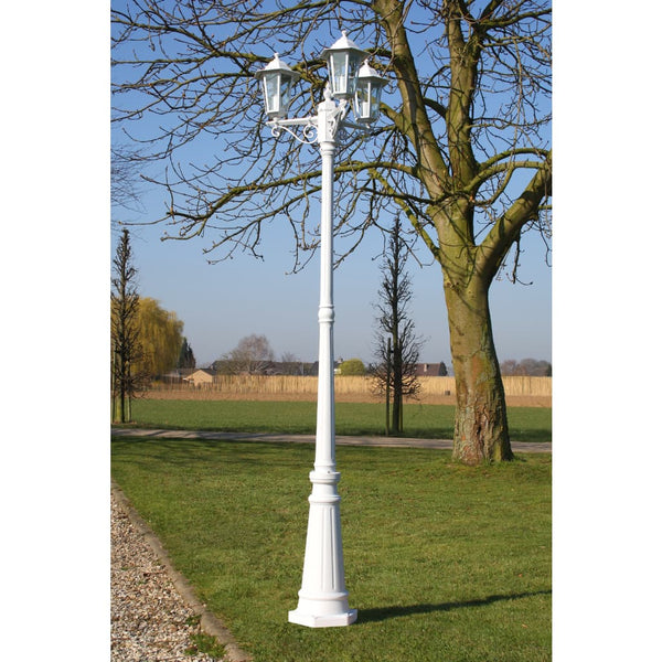 3-flammige Gartenlaterne Weiß, 215 cm