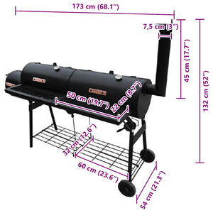 Barbecue Smoker Grill Nevada XL Schwarz