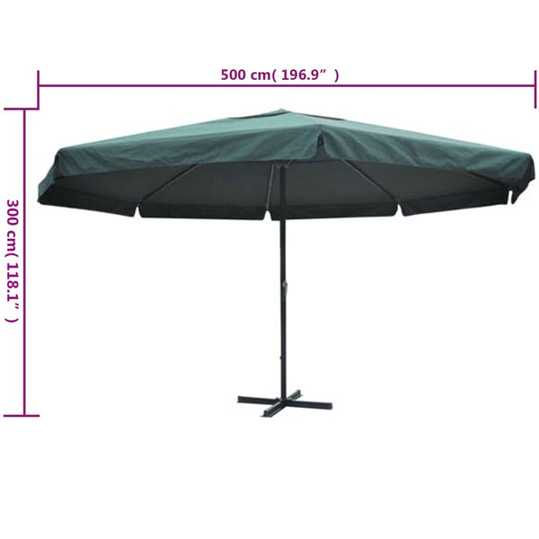 Grüner Sonnenschirm Aluminium 500 cm