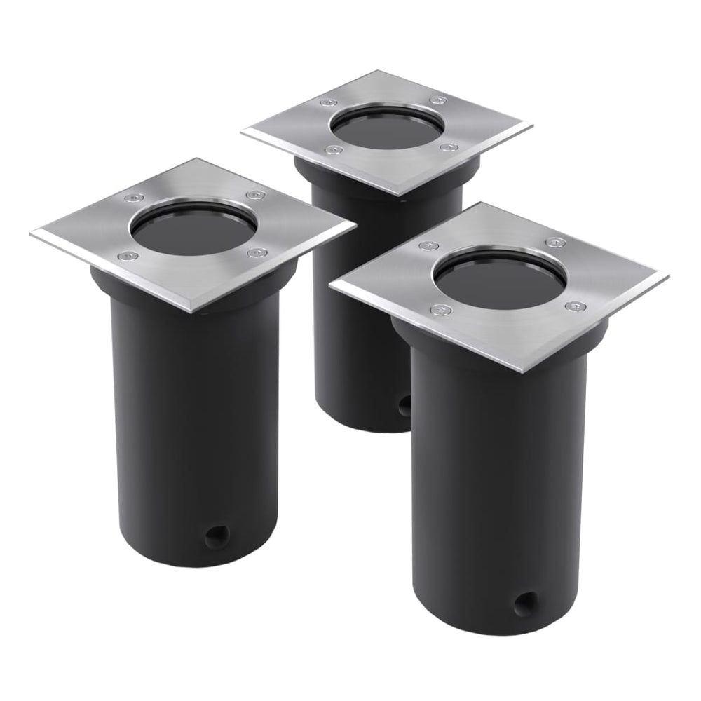 Quadratische Outdoor Bodenleuchten, 3er Set