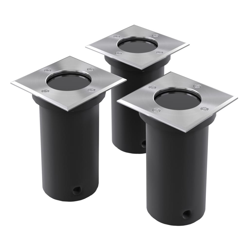 Quadratische Outdoor Bodenleuchten, 3er Set