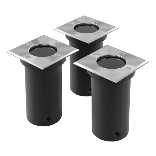 Quadratische Outdoor Bodenleuchten, 3er Set