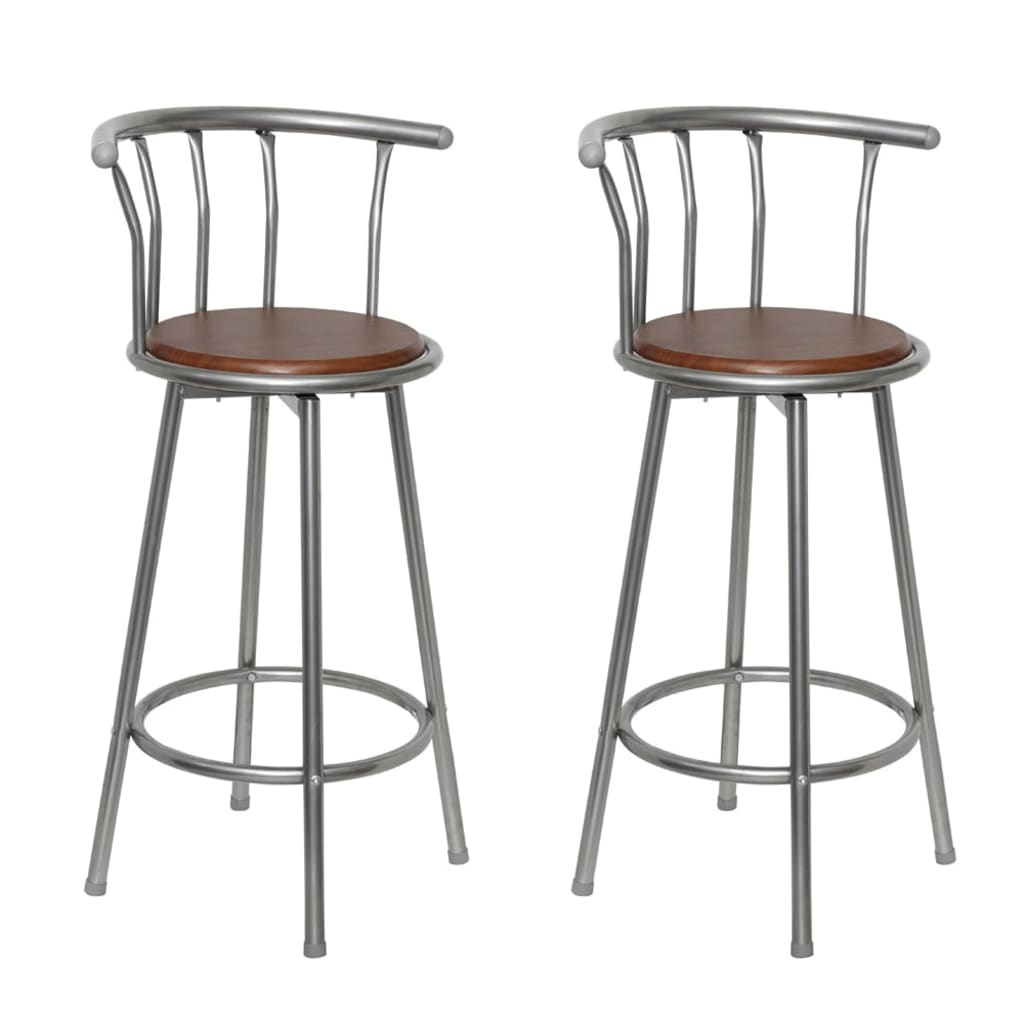 Barhocker Set Braun Stahl - 2 Stück