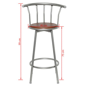 Barhocker Set Braun Stahl - 2 Stück