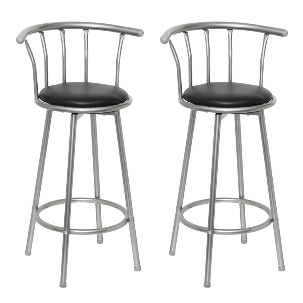 Barhocker 2er Set Schwarz Kunstleder