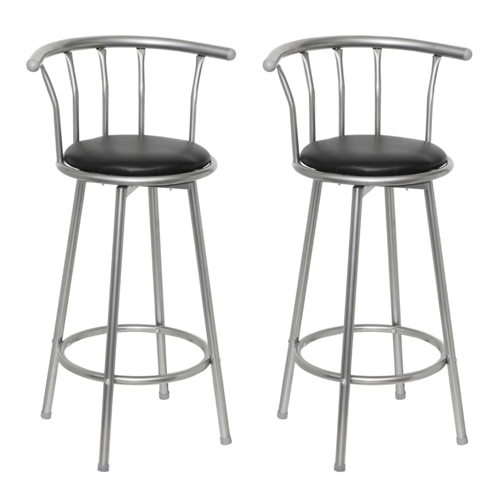 Barhocker 2er Set Schwarz Kunstleder