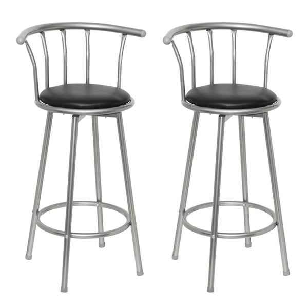 Barhocker 2er Set Schwarz Kunstleder