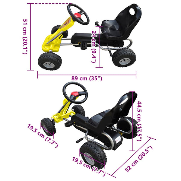 Gelber Pedal-Gokart für Kinder