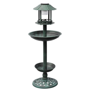 Vogelbad mit Solarlicht & Futterstation