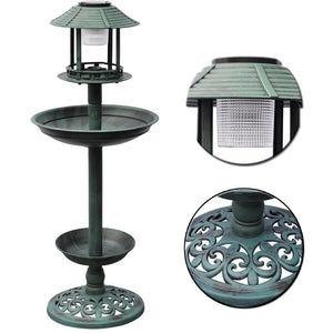 Vogelbad mit Solarlicht & Futterstation