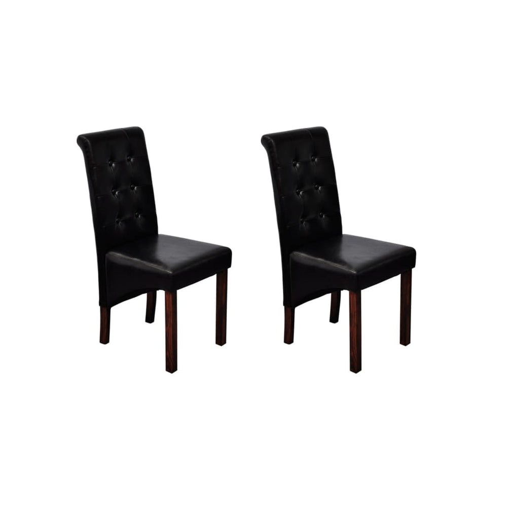 Esszimmerstühle 2er Set Schwarz Kunstleder