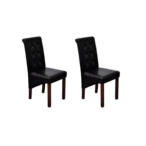 Esszimmerstühle 2er Set Schwarz Kunstleder