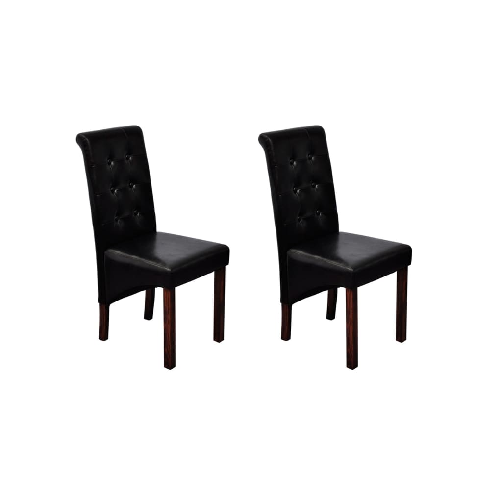 Esszimmerstühle 2er Set Schwarz Kunstleder