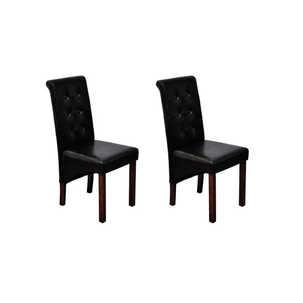 Esszimmerstühle 2er Set Schwarz Kunstleder