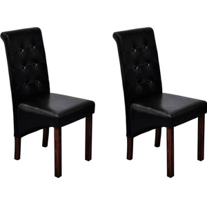 Esszimmerstühle 2er Set Schwarz Kunstleder