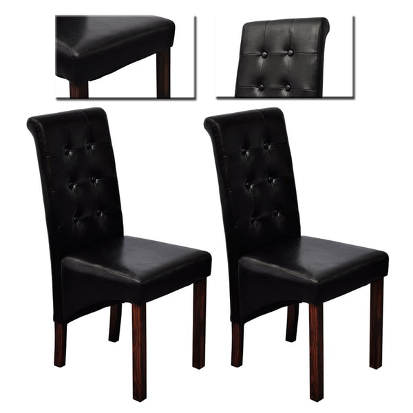Esszimmerstühle 2er Set Schwarz Kunstleder