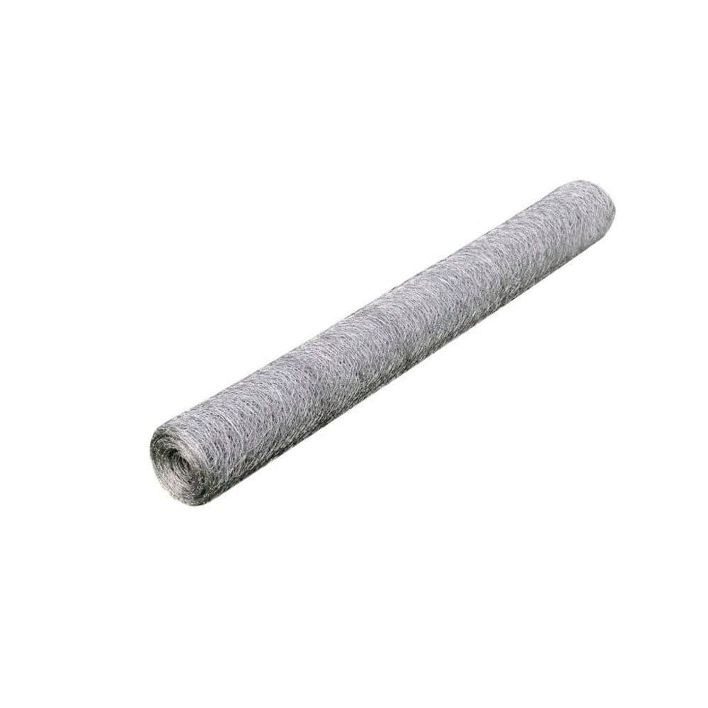 vidaXL Chicken Wire Fencing Galvanized Steel Hexagonal 1x25 m Silver