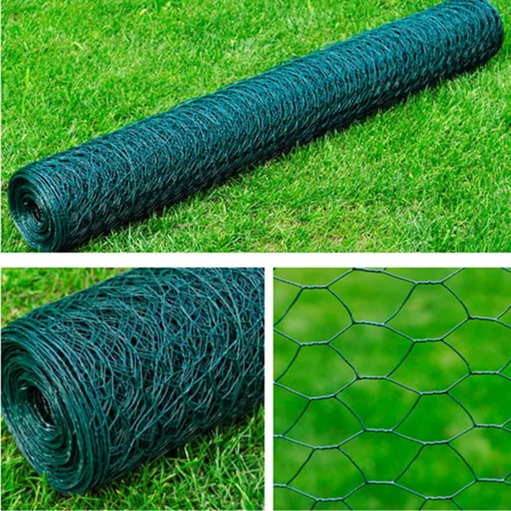 vidaXL Hexagonal Steel Mesh Fence 1x25 m Dark Green