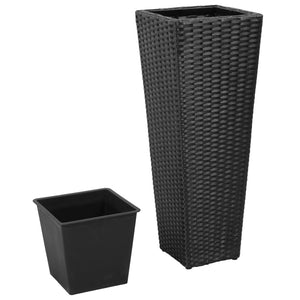 Poly Rattan Hochbeet 3er Set, Schwarz