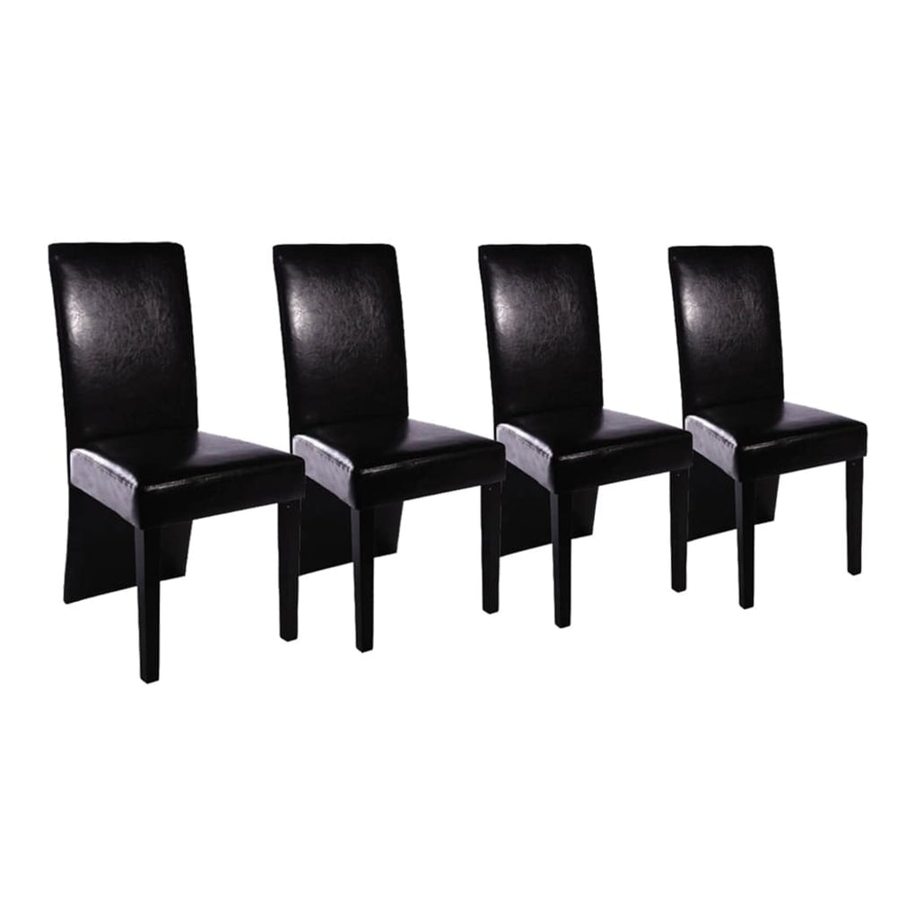 Schwarze Kunstleder Esszimmerstühle, 4er Set