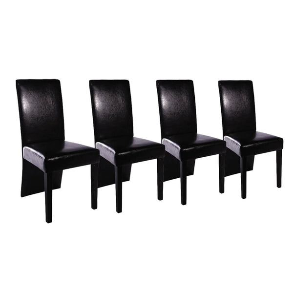 Schwarze Kunstleder Esszimmerstühle, 4er Set