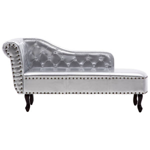 Silberne Kunstleder Chaiselongue