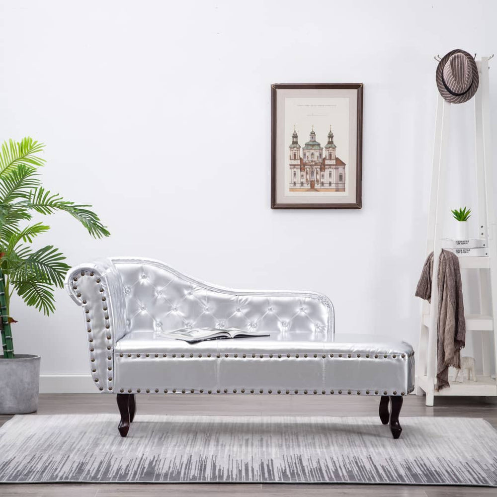 vidaXL Chaise longue argentée en similicuir