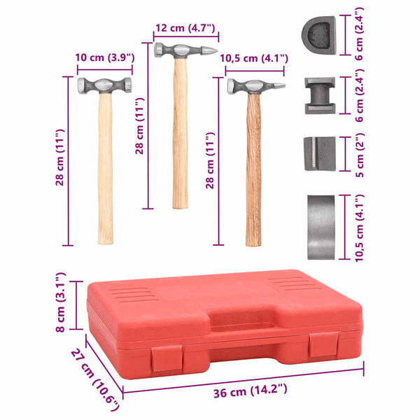 7-tlg. Karosserie-Ausbeulset Ausbeulhammer Dellen-Reparatur-Set