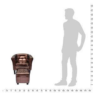 Clubsessel mit Hocker Braun Kunstleder