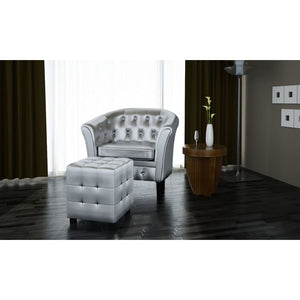 vidaXL Fauteuil avec repose-pieds argenté en similicuir