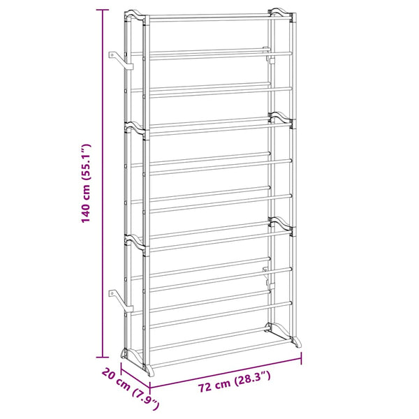 Schuhregal für 40 Paar Schuhe Schuhschrank 140cm