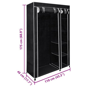 Faltbarer Stoffschrank Schwarz 110x45x175cm