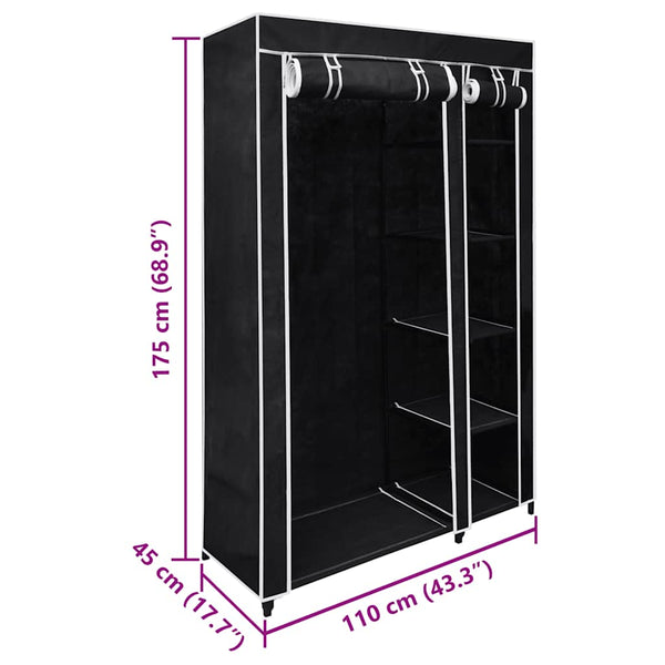 Faltbarer Stoffschrank Schwarz 110x45x175cm