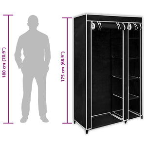Faltbarer Stoffschrank Schwarz 110x45x175cm