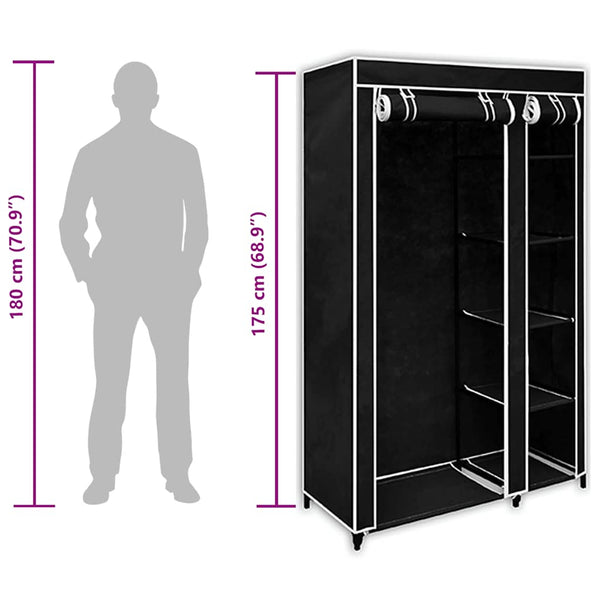 Faltbarer Stoffschrank Schwarz 110x45x175cm